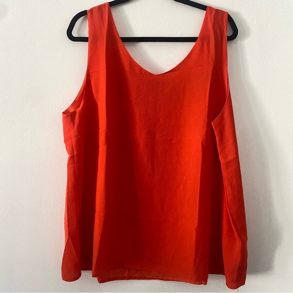 Halogen Short Sleeve Vneck Summer Orange/Red Blouse women’s size 2x - Picture 2 of 4